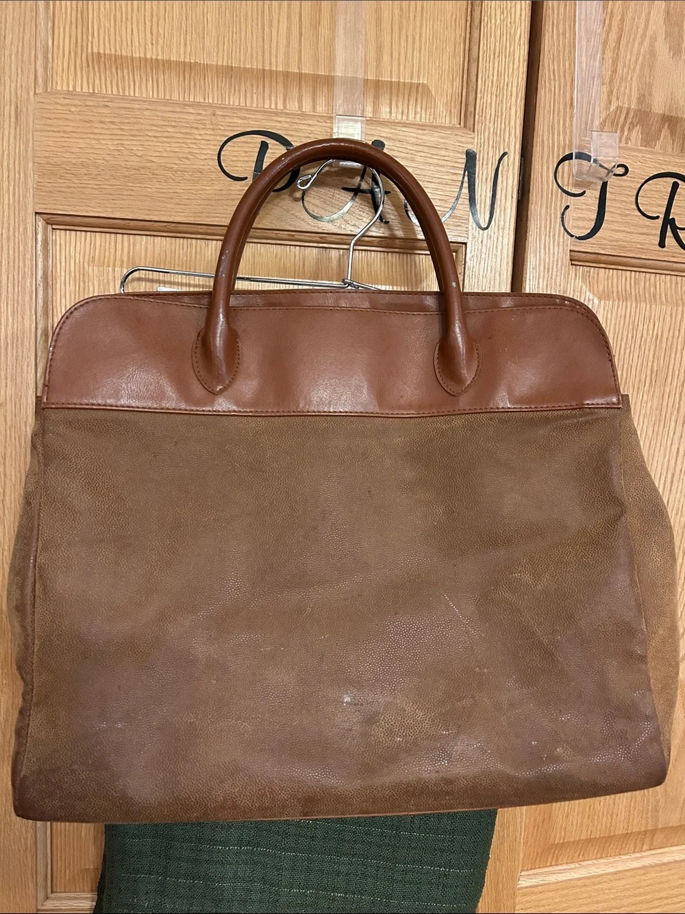 Brown Canvas & Leather Travel Tote - Unbranded